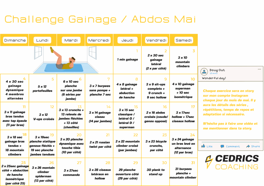 Challenge Abdos Gainage Mai